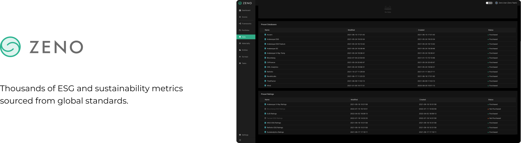 Alat ekspor data memungkinkan berbagi data ESG tingkat tinggi maupun detail untuk penggunaan internal maupun persiapan pelaporan dan pengungkapan regulasi eksternal.